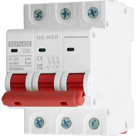 Interruttore automatico miniaturizzato 3P 6000A con capacità di interruzione per sistema fotovoltaico solare DC750V 32A (1/5)