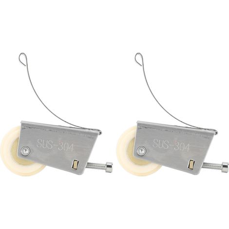 Jeu de 2 roulettes en acier inoxydable pour porte-fenêtre coulissante, comprenant les roulettes supérieures et une roue à came étanche à noyau en cuivre. (1/5)