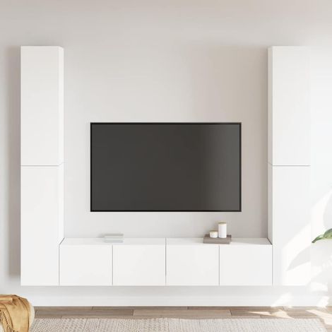 6-tlg. TV-Schrank-Set Weiß Holzwerkstoff