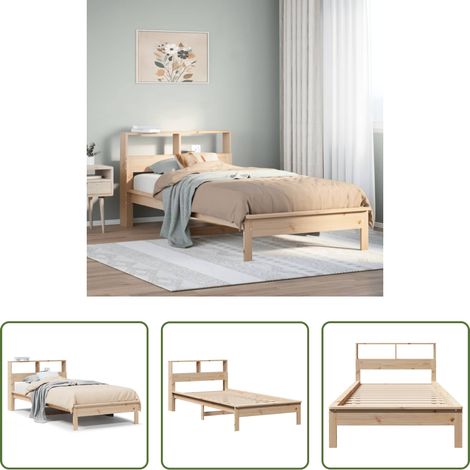 vidaXL Sommier à lattes - Lit bibliothèque sans matelas 100x200 cm bois massif de pin (1/5)