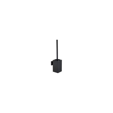 (Noir Mat) Brosse WC et Support, Brosse de Toilette pour Le Nettoyage avec poignée en Acier Inoxydable, Gain de Place pour Le Rangement, Brosse WC carrée à Support Mural