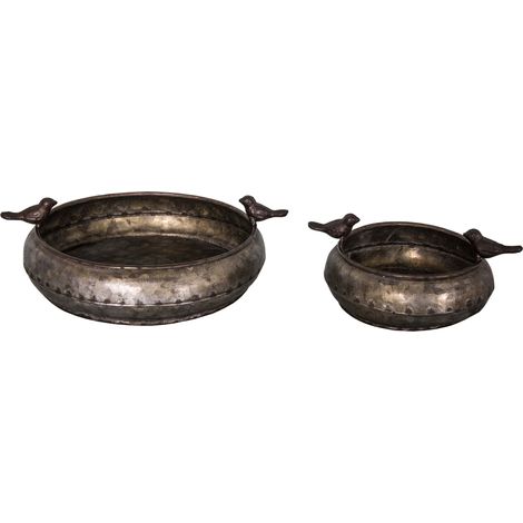 Set de 2 mangeoires à oiseaux en zinc