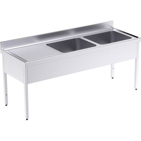 Plonge Professionnelle en Inox avec 2 Egouttoirs 2000 mm - Distform