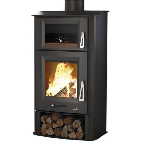 Bronpi – Cuisinière à bois 12 kW TUDELA – Four intégré avec brique réfractaire – Rendement 84% – Pour bûches jusqu'à 45 cm