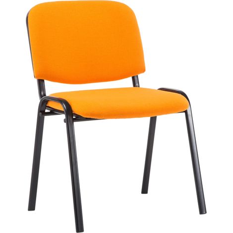 Sedia visitatore impilabile per sala d'attesa in tessuto arancione con base a 4 gambe in metallo nero 100003403