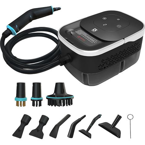 Nettoyeur vapeur portatif avec 10 accessoires, idéal pour nettoyer les carrelages, tapis, réservoir d&aposeau de grande capacité