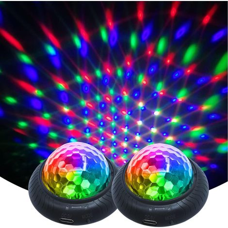 Mini boule disco lumineuse (lot de 2) - Veilleuse 3 en 1 - Activation sonore - Rechargeable - Lumière clignotante multicolore - Lot de 2 (1/5)