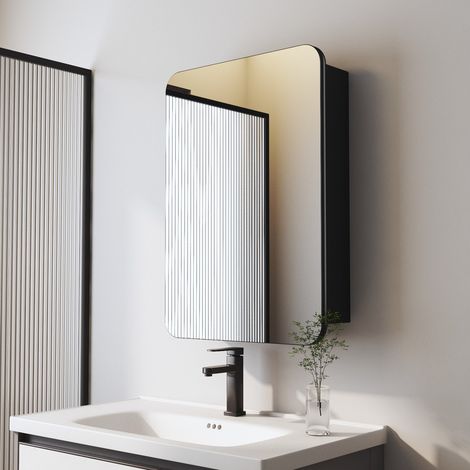 Spiegelschrank Bad 50x70 cm Badezimmer Spiegelschrank Schwarz Spiegelschränke Badspiegel Badschrank Hängeschränke Wandschrank Medizin Kabinett für Badezimmer, gäste wc