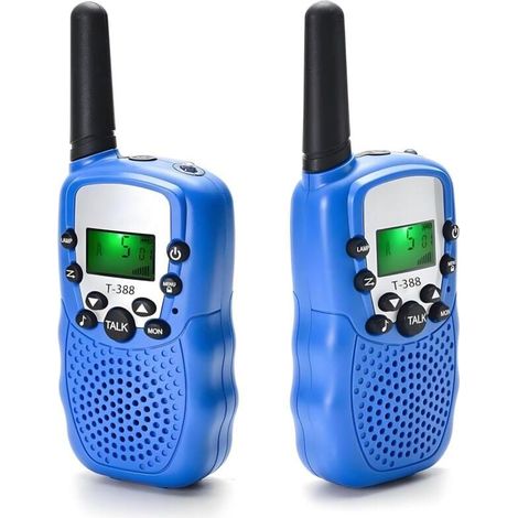 T-388 Mini radio bidirectionnelle pour enfants, convient aux garçons et aux filles, 22 canaux, fréquence FRS UHF 450-470 MHz - 1 paire (bleue) (1/4)