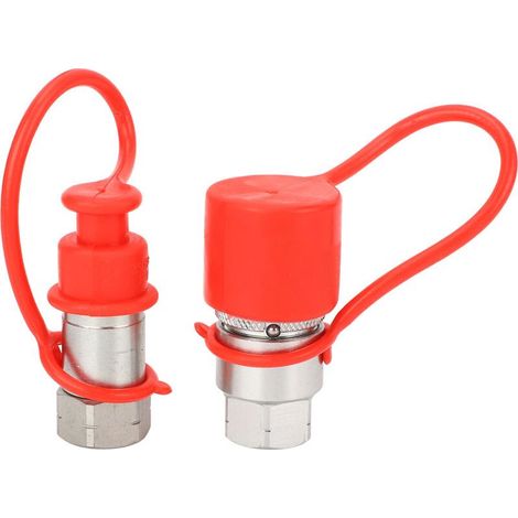 Lot de 2 raccords rapides hydrauliques à face plate 1/4" NPT avec capuchons pour pelle hydraulique haute pression, conforme à la norme ISO 16028 (1/5)