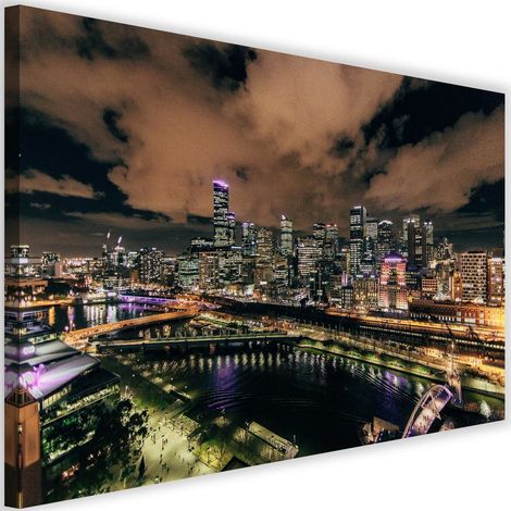 Tableau sur toile Architecture ville nuit 90x60 (1/5)