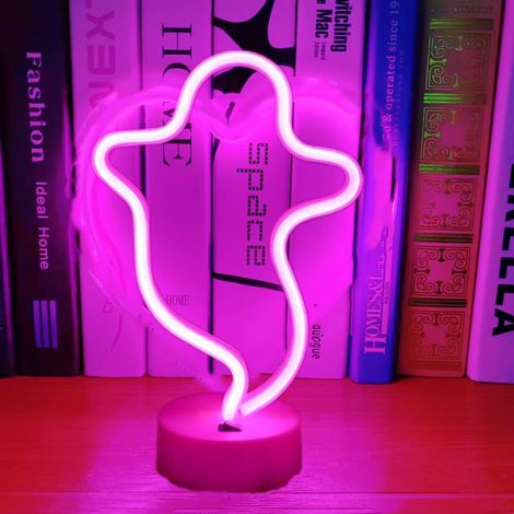 Veilleuse d'Halloween, lumière LED, néon, décoration lumineuse d'Halloween Pink Ghost Base (1/5)