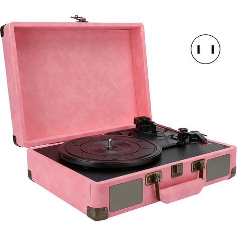 Tourne-disque Bluetooth 5.0 Vinyle 33/45/78 TPM Platine Portable Rose, 100-240V (1/5)