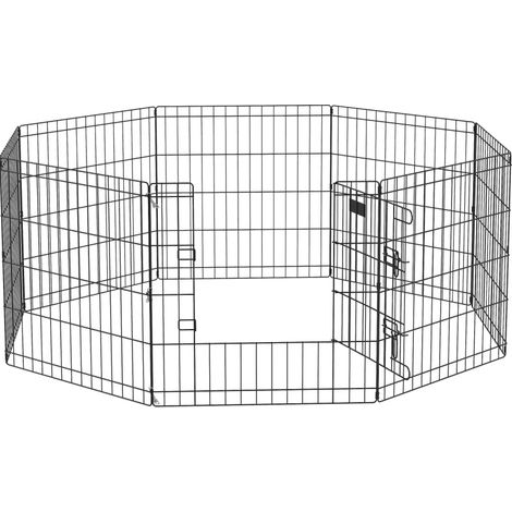 Parque para cachorros y perros pequeños de metal con puerta 61 cm negro MODENUIT (1/5)