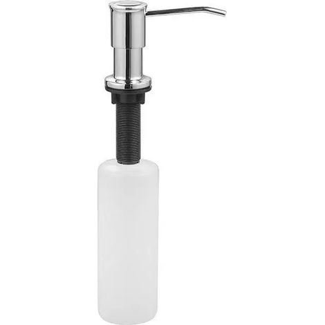 Distributeur de savon liquide (chrome) 500 ml, concave et convexe, en acier inoxydable, pour salle de bain ou évier de cuisine. (1/5)