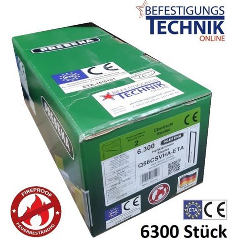 Prebena Q-56CSVHA-ETA 56mm Brandschutz Klammern verzinkt für Senco Würth Q Haubold HD7900 6,3M KL-39"-"EN15052