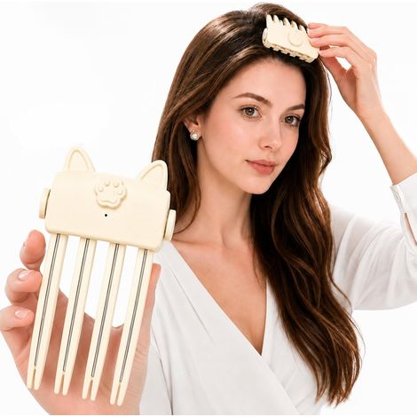 Pince chauffante volumisante pour cheveux, pinces électriques volumisantes pour frange, peigne à volume racines avec 2 réglages de température, coiffage pour cheveux fins et plats (1/5)