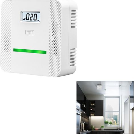 Cet appareil combine un détecteur de fumée, un détecteur de monoxyde de carbone et une alarme incendie/monoxyde de carbone en une seule unité, dotée d'un écran numérique LCD, (1/5)