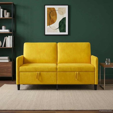 Canapé 2 places avec rangement jaune en polyester 152 x 78 x 87 cm - PANGIVO (1/5)