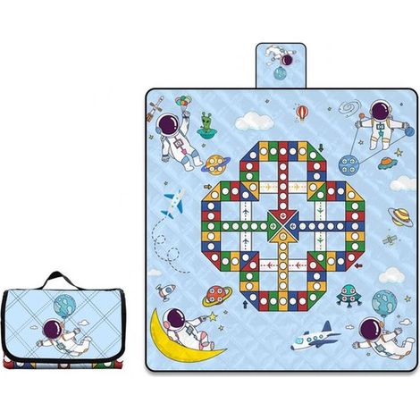 Coperta da picnic taglia 3XL, 200 x 200 cm, per 6-8 persone, impermeabile, resistente all'umidità, adatta anche come tappetino da campeggio o tappetino da pavimento, pieghevole. (1/5)