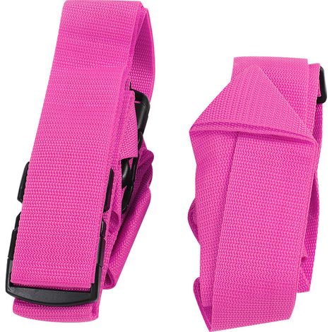 1 paire de sangles de bagage croisées réglables en nylon avec cadenas à code, rose (1/5)