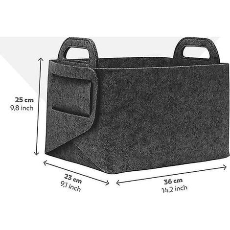 Sztxj Filtförvaringskorg - Mått 36 X 25 X 23 Cm (kolgrå) hopfällbar förvaringslåda förvaringskorg kläder och diverse bilbagageförvaringskorg