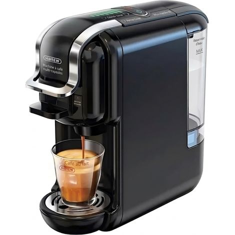 Machine à café universelle HiBREW 20 bars, compatible capsules K-Cup, Nes, DG et café moulu, programmable espresso court ou long, rapide et silencieuse