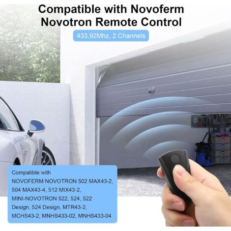 Télécommandes de contrôle d'accès pour Novoferm Novotron 502 MAX43-2 et 512 MIX43-2, 433,92 MHz, double canal, noir, paquet de 3. (1/3)