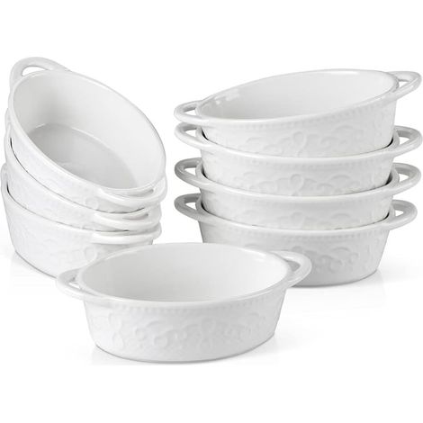 8 pièces de plats à four en porcelaine blanche de 320 ml