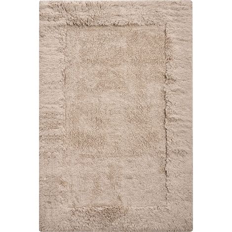 Tapis de Bain Moderne en Coton 60 x 90 cm Rectangulaire Accessoire Salle de Bain Marron Clair Babail (1/5)