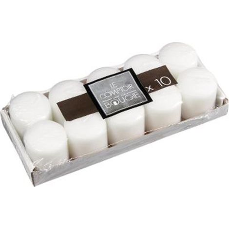 Lot de 10 bougies votives 3,8cm en cire blanche – Pour décorations intérieures – Longue durée de combustion – Parfaites pour événements – Comptoirdelabougie