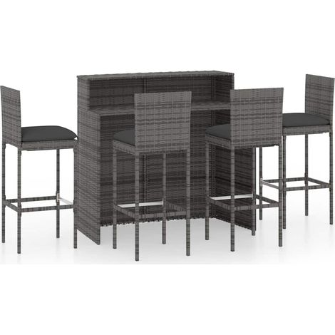 Maison Exclusive - Set Bar da Giardino 5 pz con Cuscini Grigio (1/5)