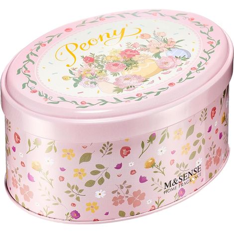 Bougie Parfumée Pivoine 2 Mèches, 340g Cire de Soja Naturelle Printemps, Boîte Ovale Métallique Fleurs, Bougie Cadeau Femme Maman Fête des Mères Anniversaire (1/5)