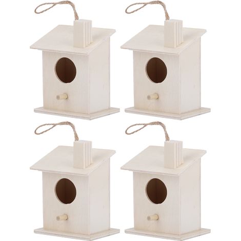 Lot de 4 nichoirs suspendus en bois, décoratifs et innovants pour jardin et cour. (1/5)