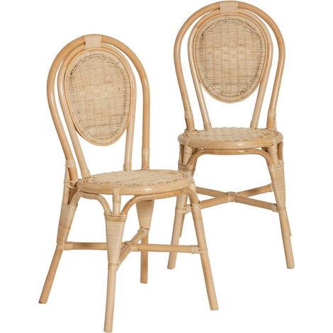 Made In Meubles – Chaise bistrot en rotin Nohan – Lot de 2 – Dossier et assise en rotin – Hauteur 90 cm – Largeur 48 cm – Profondeur 40 cm (1/5)
