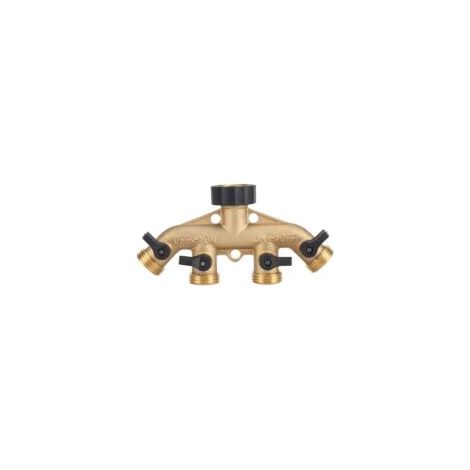 Distributeur d'Eau 4 Voies en Laiton pour Arrosage Jardin Robinet Vanne Sélecteur