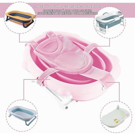Filet de bain,antidérapant,harnais,régble,séchage rapide,adapté aux nouveau nés (Rose). (1/5)