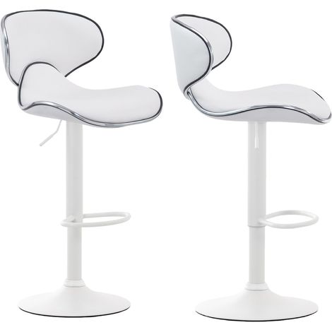 Set di 2 sgabelli da bar dal design contemporaneo con gambe in metallo bianco opaco e seduta in sintetico bianco 100000356