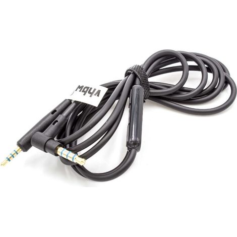 vhbw Cable audio AUX compatible con Bose QuietComfort QC35 auriculares - Cable audio 3,5 mm (clavija jack), micrófono, control remoto, 150 cm, negro