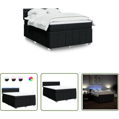 Matelas à ressorts ensachés - Sommier à lattes de lit avec matelas Noir 140x200 cm Tissu (1/5)