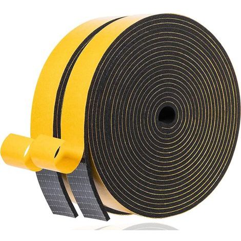 Ruban d'étanchéité pour portes et fenêtres – Bande en mousse et joint en caoutchouc (20 x 3 mm / 10 m) – Isolation phonique et protection anti-choc – Noir (1/5)
