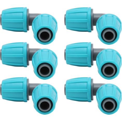 Lot de 10 raccords à barbes verrouillables de 16 mm, coudes à 90° en PE, pour tuyau d'arrosage, système d'irrigation goutte à goutte agricole. (1/5)