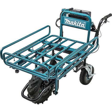 Makita – Brouette motorisée 18V Li-Ion – Charge max 130 kg – Vitesse 3,5 km/h – Protection XPT contre poussière et eau – Pneus agricoles tout terrain