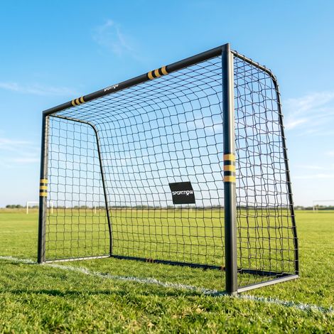 But de Football pour Enfant et Adulte 3 x 2 m, Envoloppé Mousse de Protection, 7 Piquets de Sol, Filet en PE, Jaune (1/5)