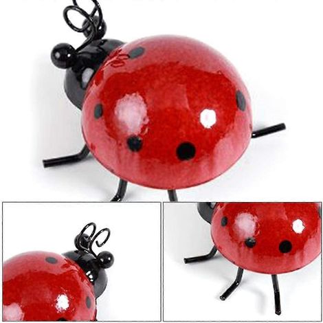 Nouvelle décoration murale coccinelle en métal, ensemble de 4 pièces, sculpture murale d'insecte 3D pour extérieur, jardin.
