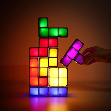 Lamp LED Stackable Night Light 7 Colours Induction Lock Desk Lamp 3D DIY Magic Blocks Puzzles Toy for Children Teens Bedroom Home Decoration (1/5)