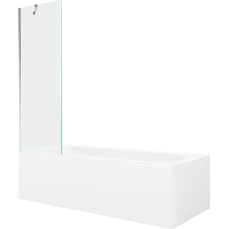 Mexen Vega Rechteckbadewanne 160 x 70 cm mit Verkleidung und 1-flügeliger Wand 60 cm, transparent, chrom - 550116070X9506000001 (1/5)