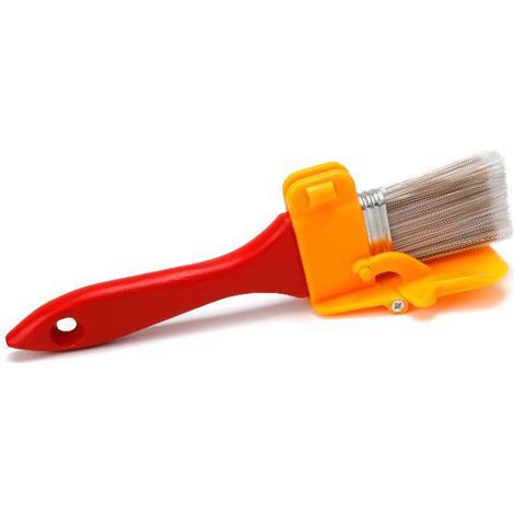 1 Brosse à rechampir durable et légère, manche en bois, outil DIY pour cadres, murs, plafonds, bordures et finitions, nettoyage facile. (1/4)
