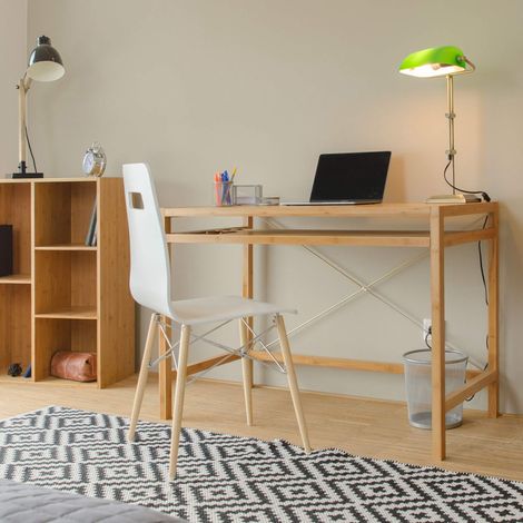 Escritorio de computadora de madera con cajón para teclado (1/5)