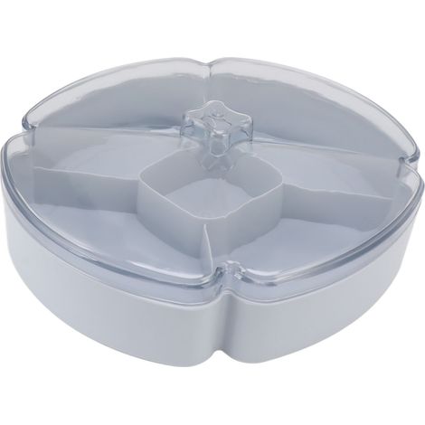 Runde Servierplatte aus Kunststoff mit Fächern für Obst, Nüsse und Süßigkeiten, 5-teilig, für Thanksgiving, Chinesisches Neujahr, Blau (1/5)